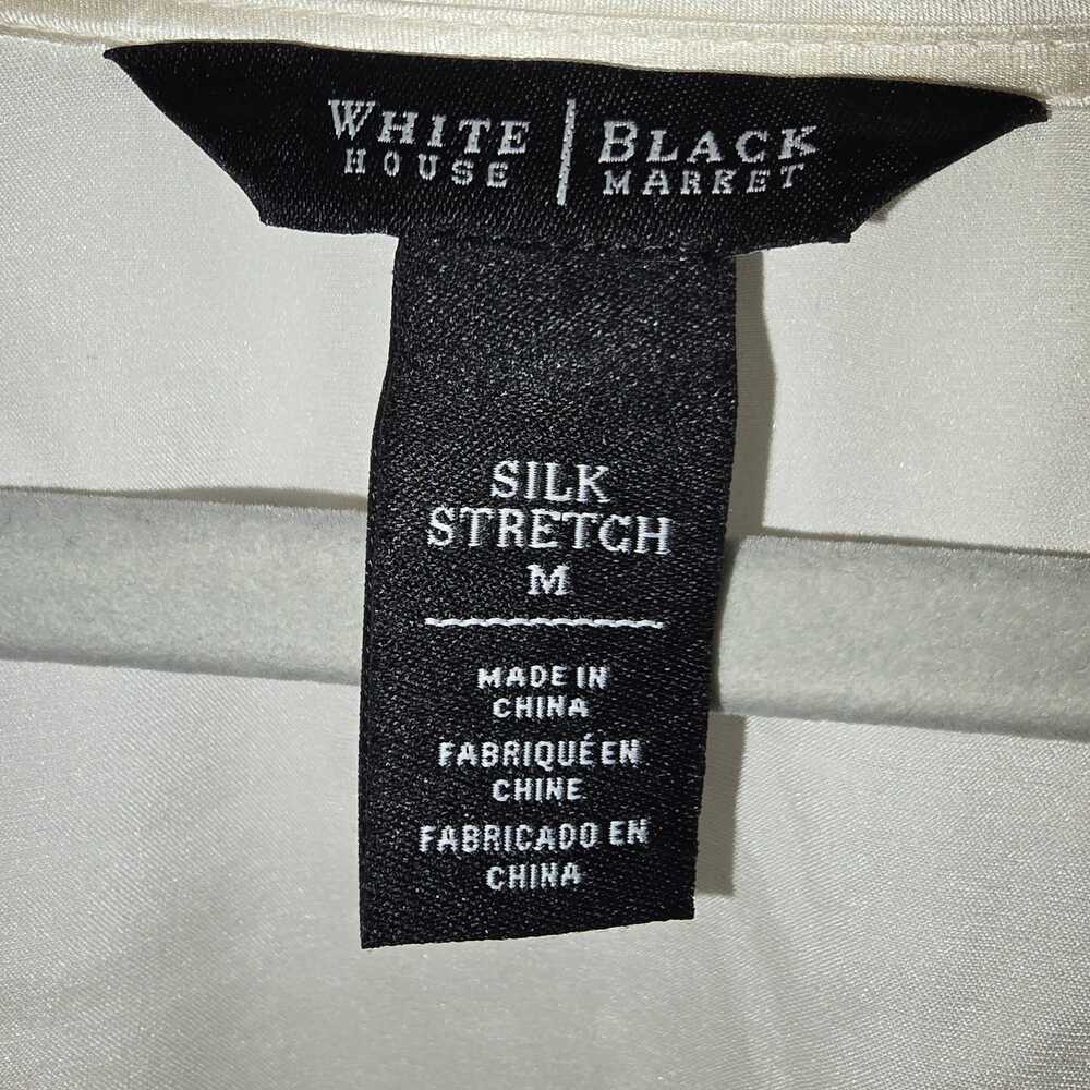 WHMB Silk Stretch Ivory Tie-Neck Peasant Top Size M Boho Romantic Feminine - Picture 5 of 6